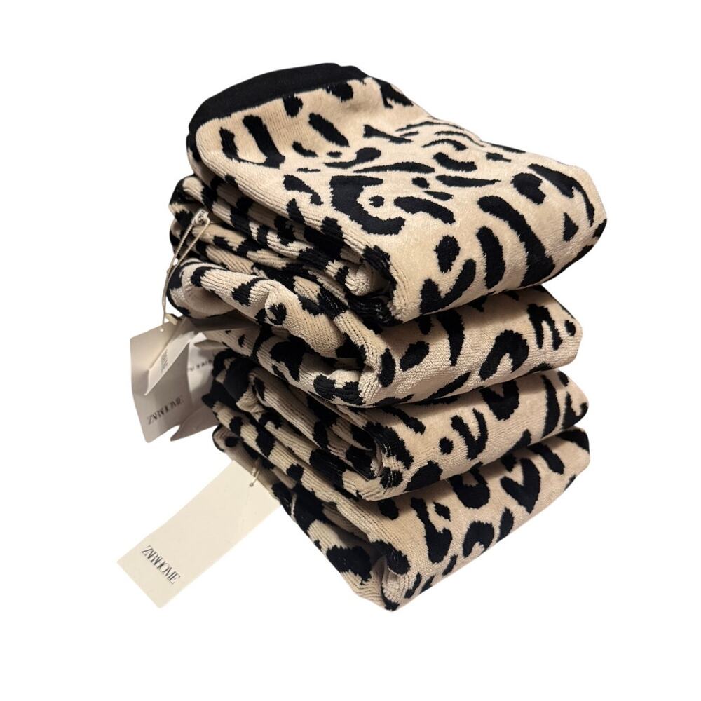 NWT Zara Home Animal Print Velour Hand Towels (4)